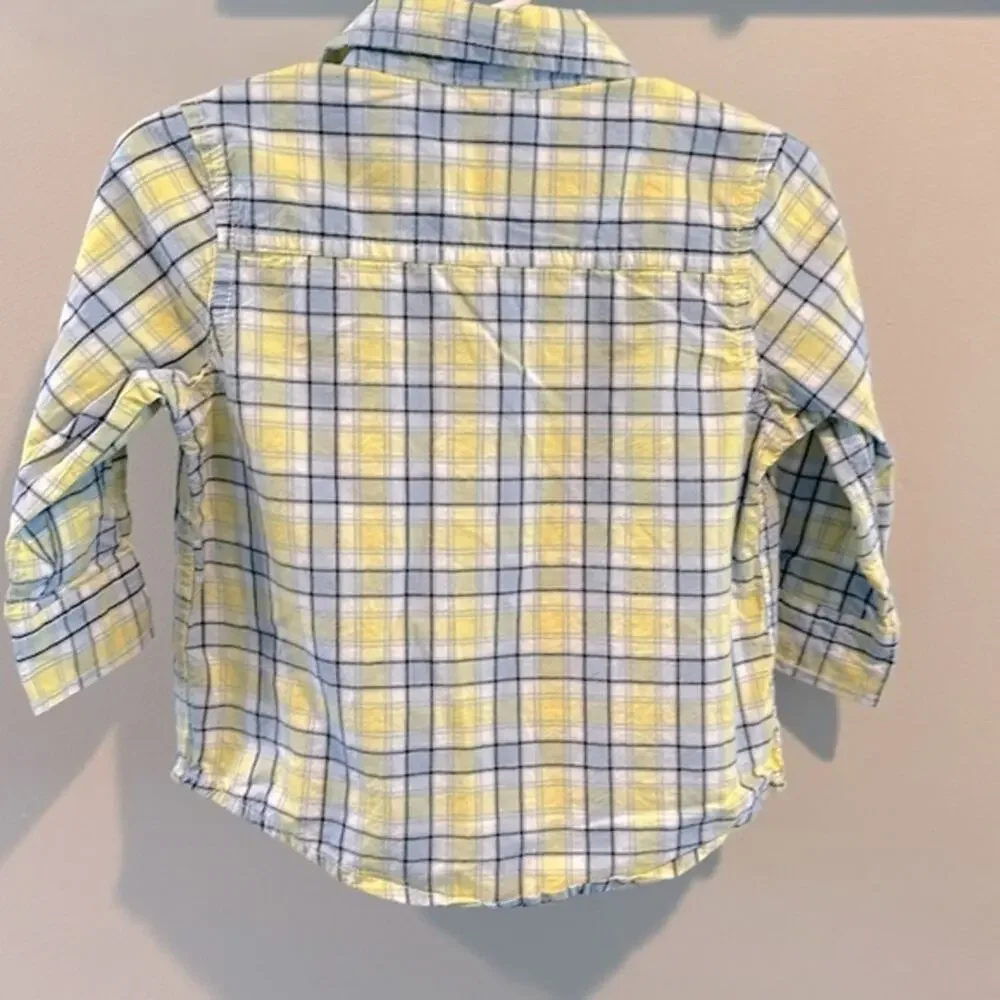 Gymboree Blue/Yellow Plaid Button Down Dress Shirt 12-18‎ Month